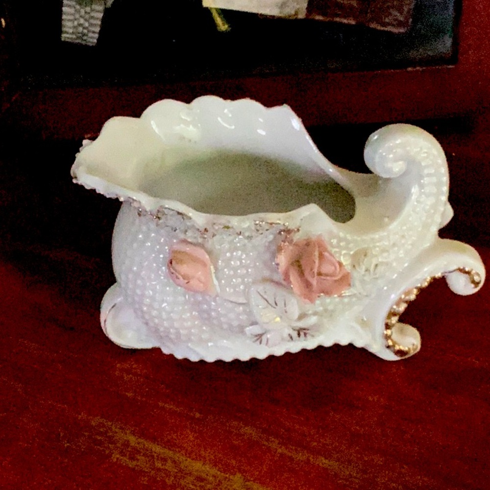 Vintage CAPODIMONTE CORNUCOPIA Hames Hand Painted Japan Porcelain Planter